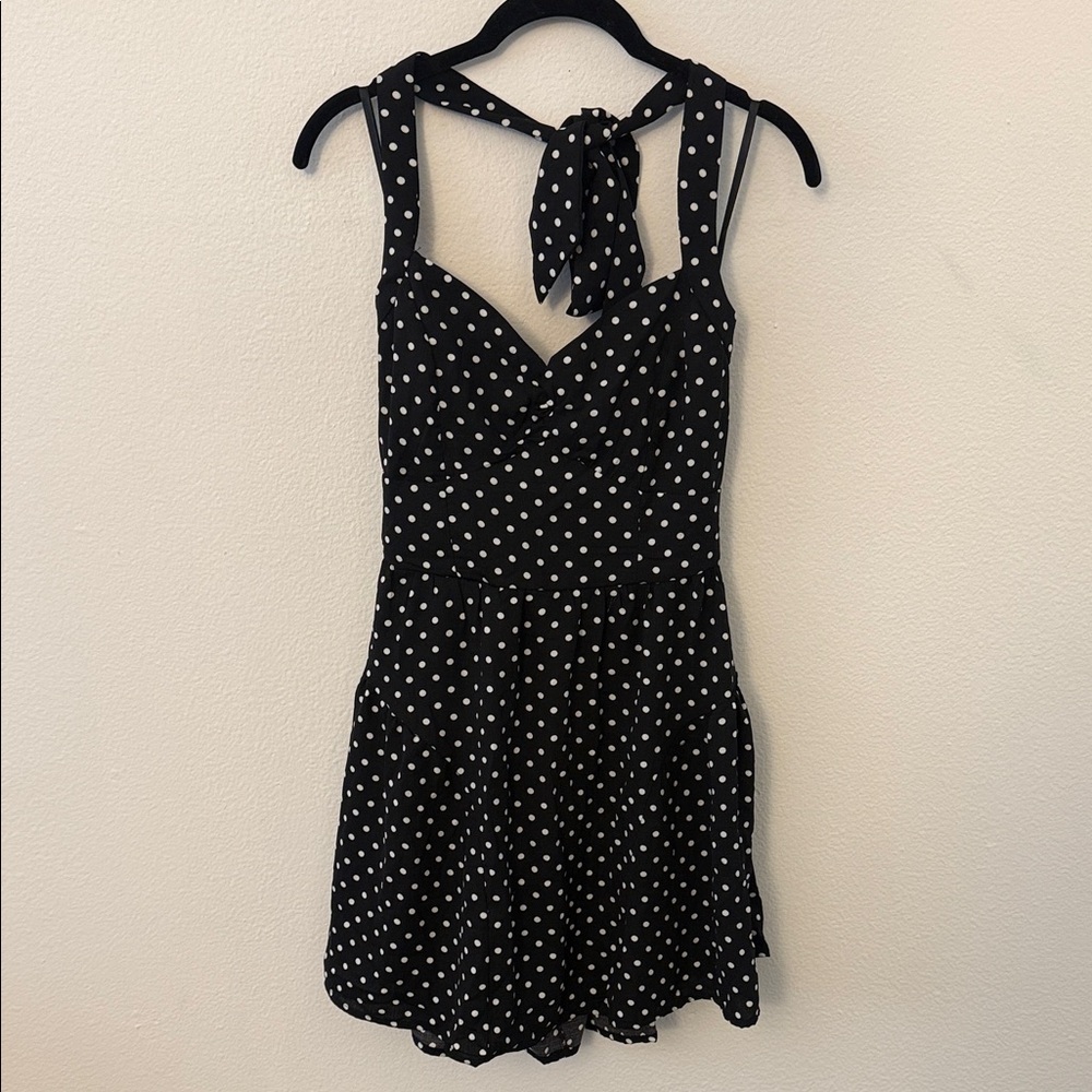 Trixxi Black and White Polka Dot Halter Dress